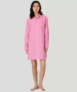 Nattkjole i pink stripe fra ralph lauren