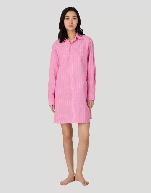 Nattkjole i pink stripe fra ralph lauren
