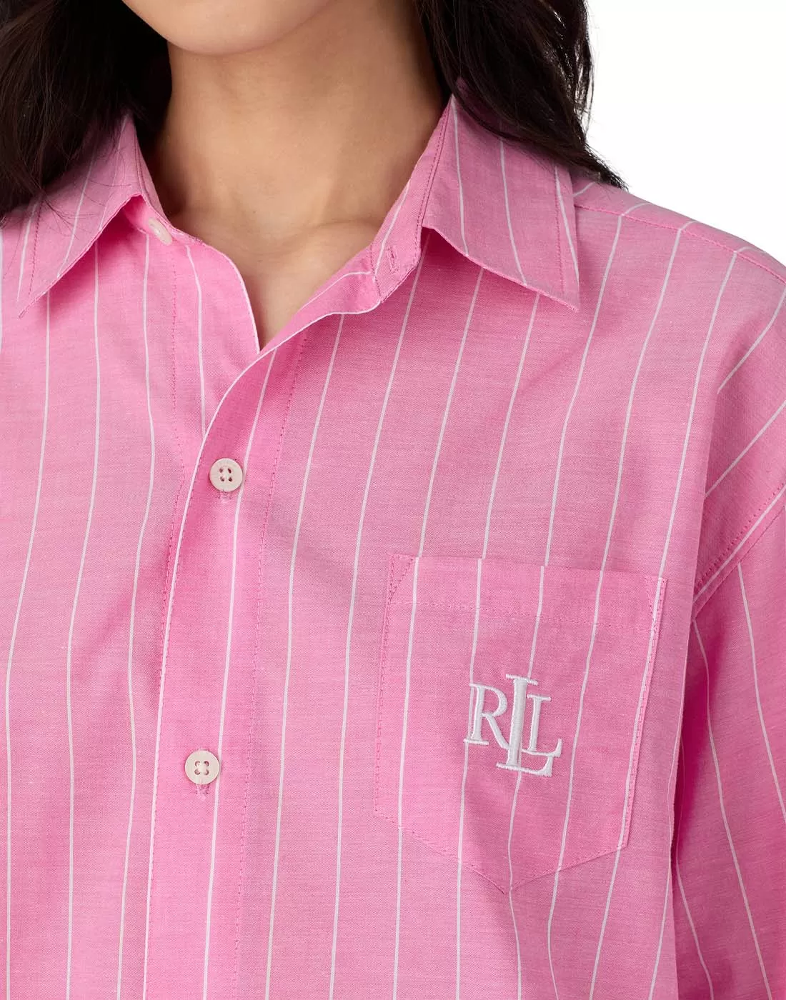 Nattkjole i pink stripe fra ralph lauren