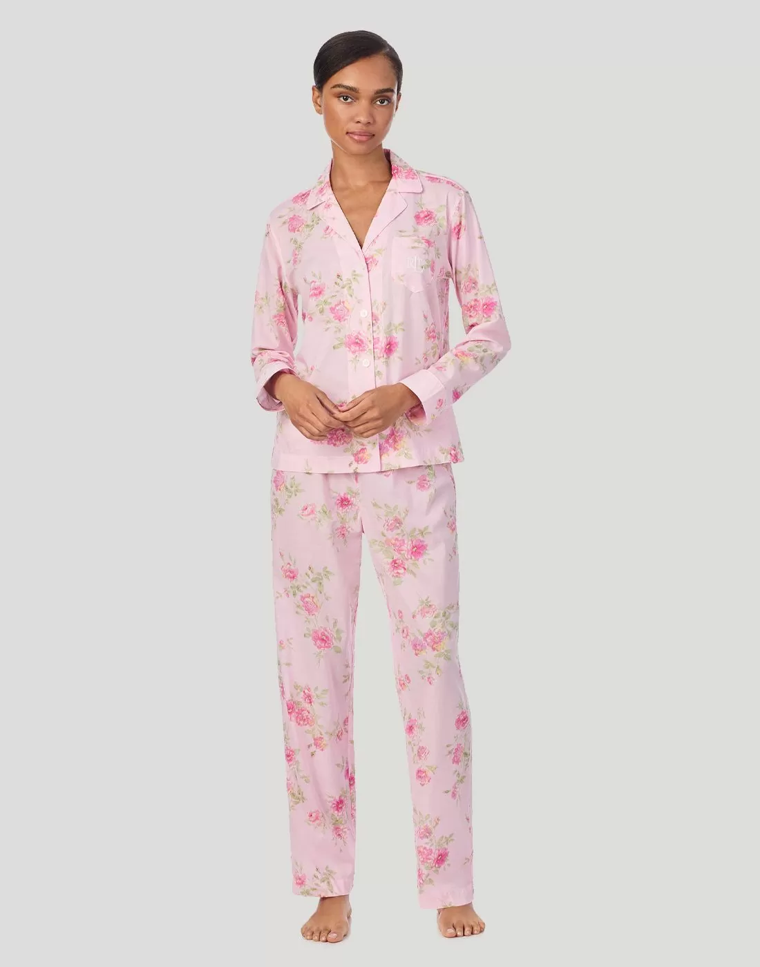 ralph lauren pysjamas rosa med blomster