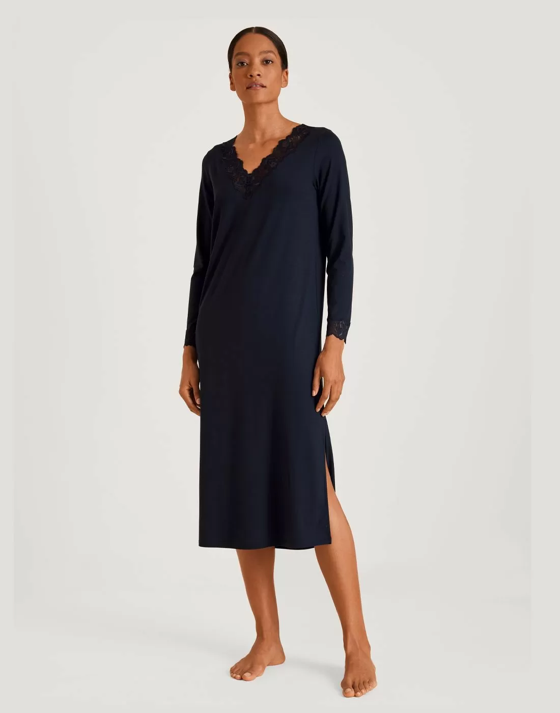 calida elegant dreams nattkjole mørk blå blonde
