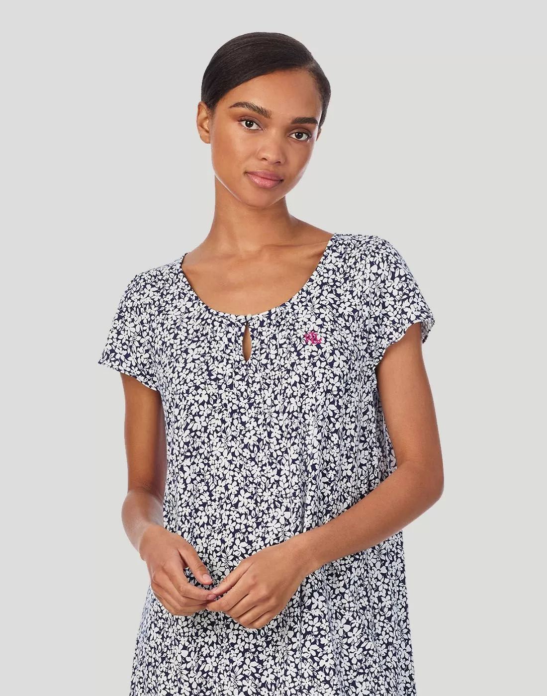 ralph lauren navy floral nattkjole mønster