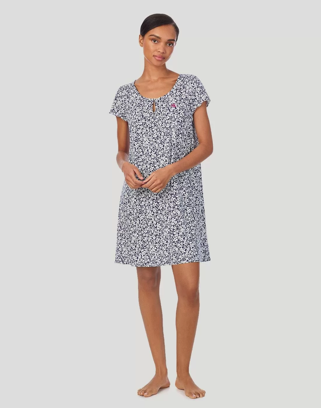 ralph lauren navy floral nattkjole mønster