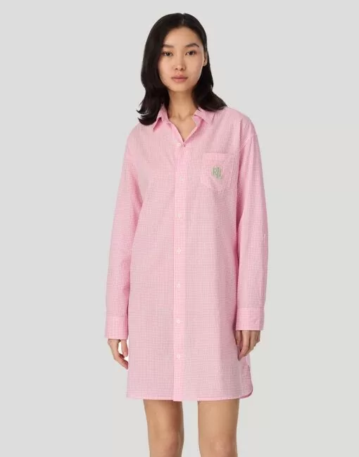 ralph lauren nattskjorte pink white