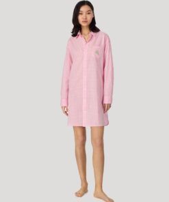 ralph lauren nattskjorte pink white
