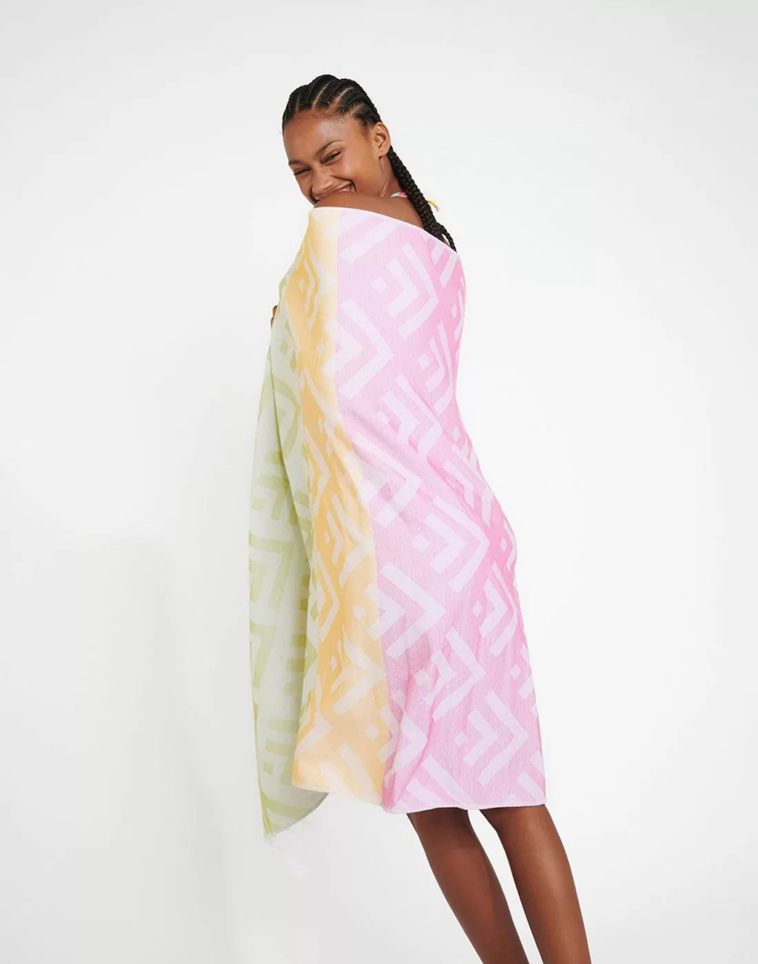 håndkle banana moon rosa grønn