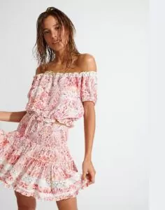 banana moon skjørt blomster mønster vaffel