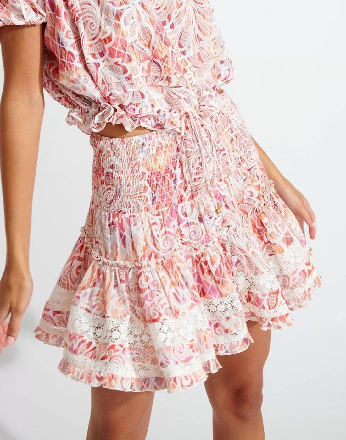 banana moon skjørt blomster mønster vaffel