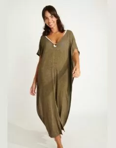 banana moon strandkjole kaki glitter kaftan