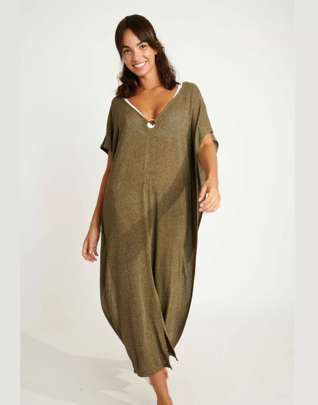 banana moon strandkjole kaki glitter kaftan