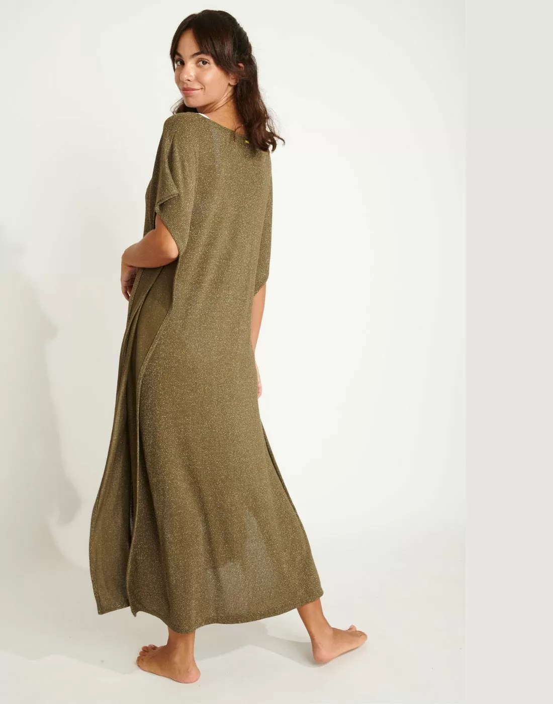 banana moon strandkjole kaki glitter kaftan