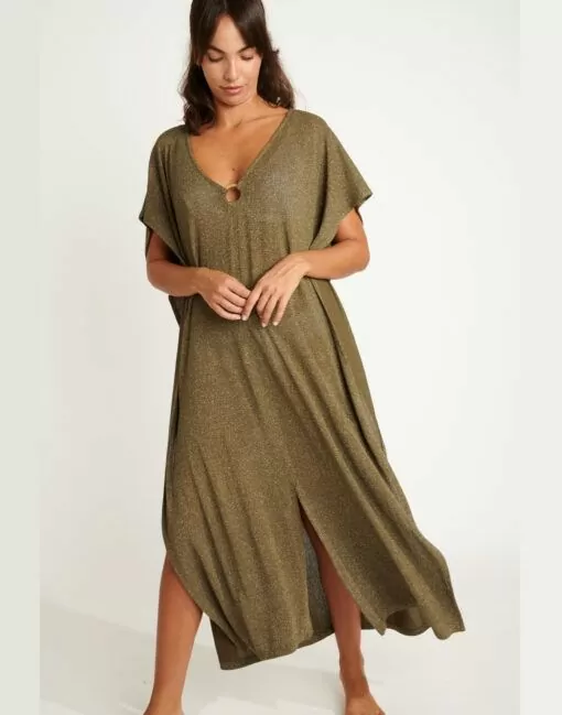 banana moon strandkjole kaki glitter kaftan
