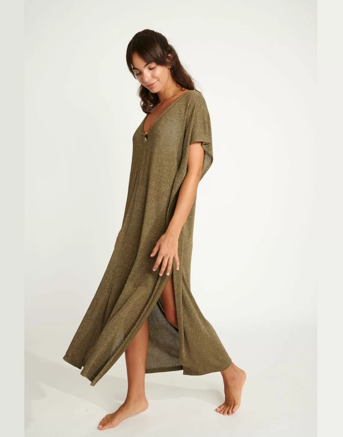 banana moon strandkjole kaki glitter kaftan