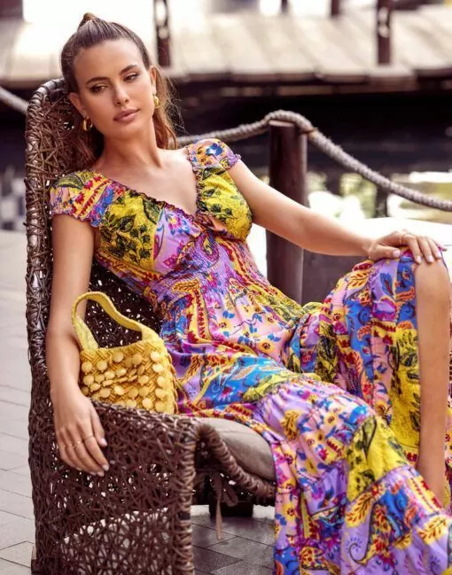 iconique strandkjole maxi gul