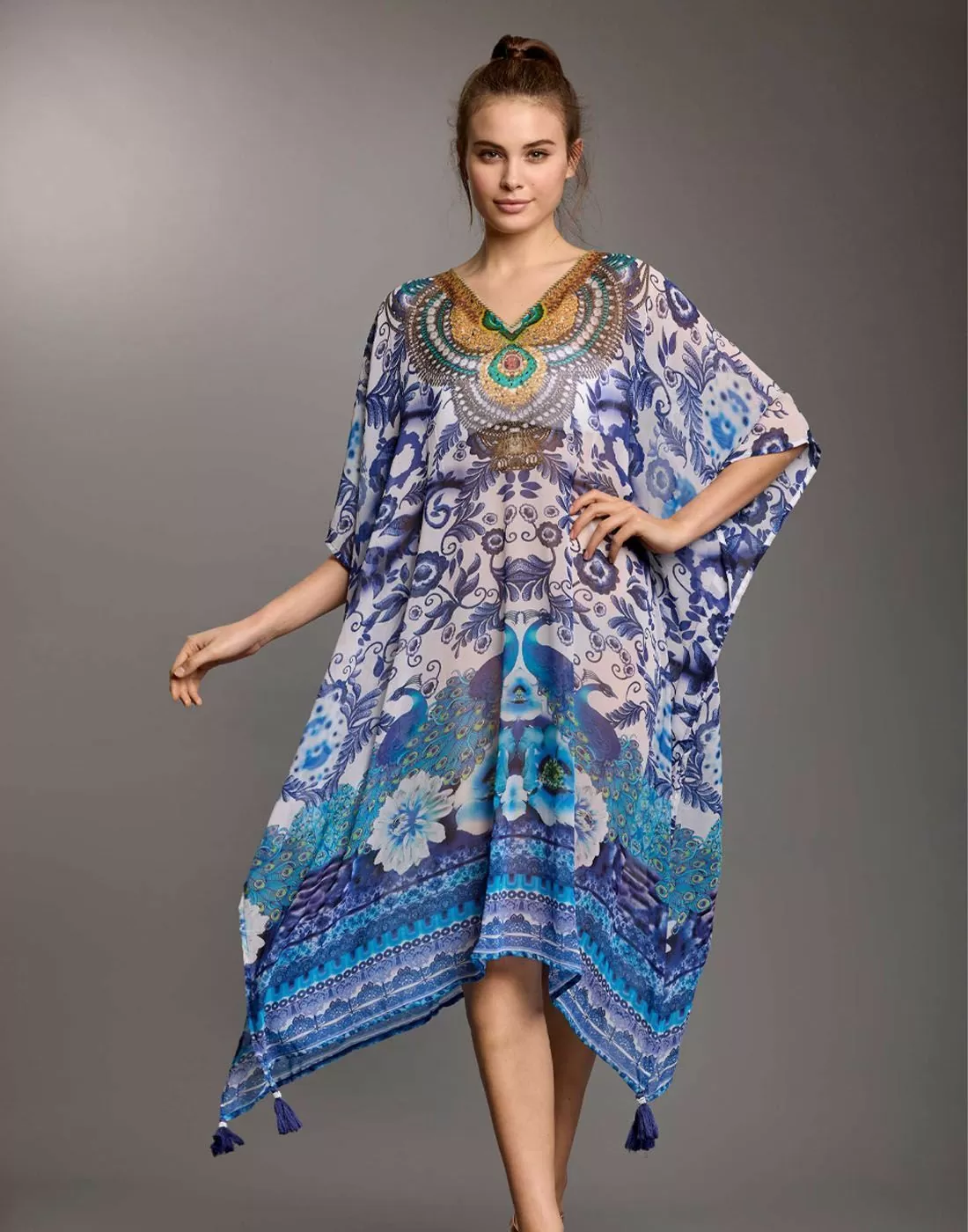 Iconique poncho blå strandkjole