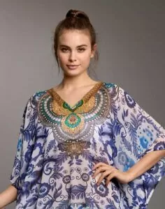 Iconique poncho blå strandkjole