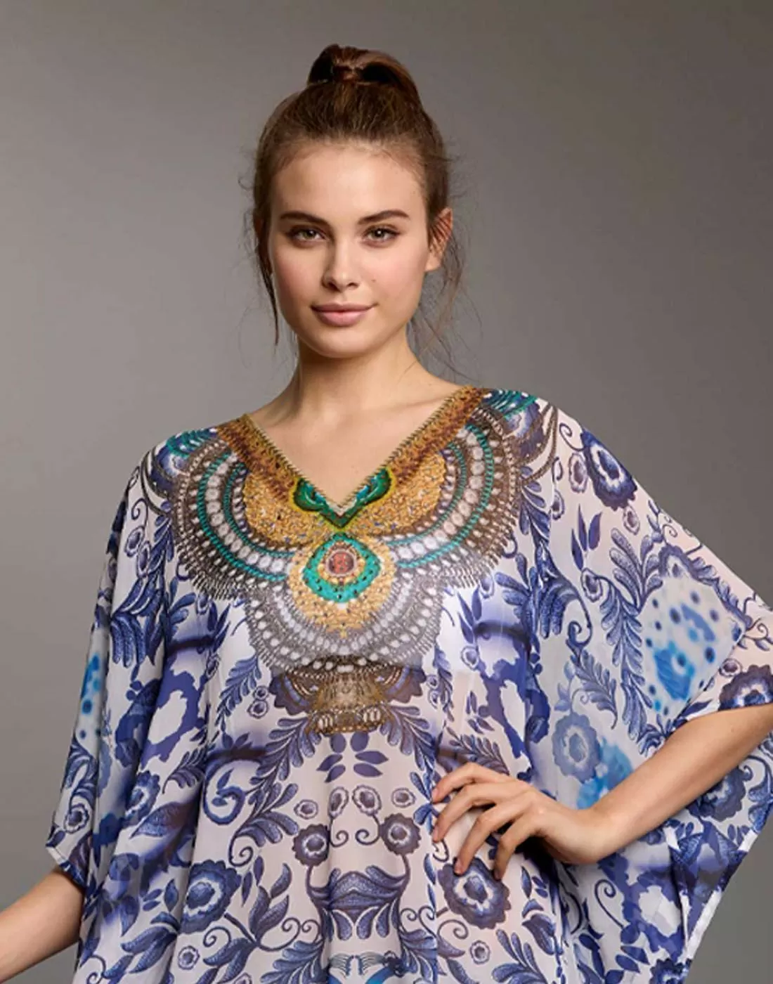 Iconique poncho blå strandkjole