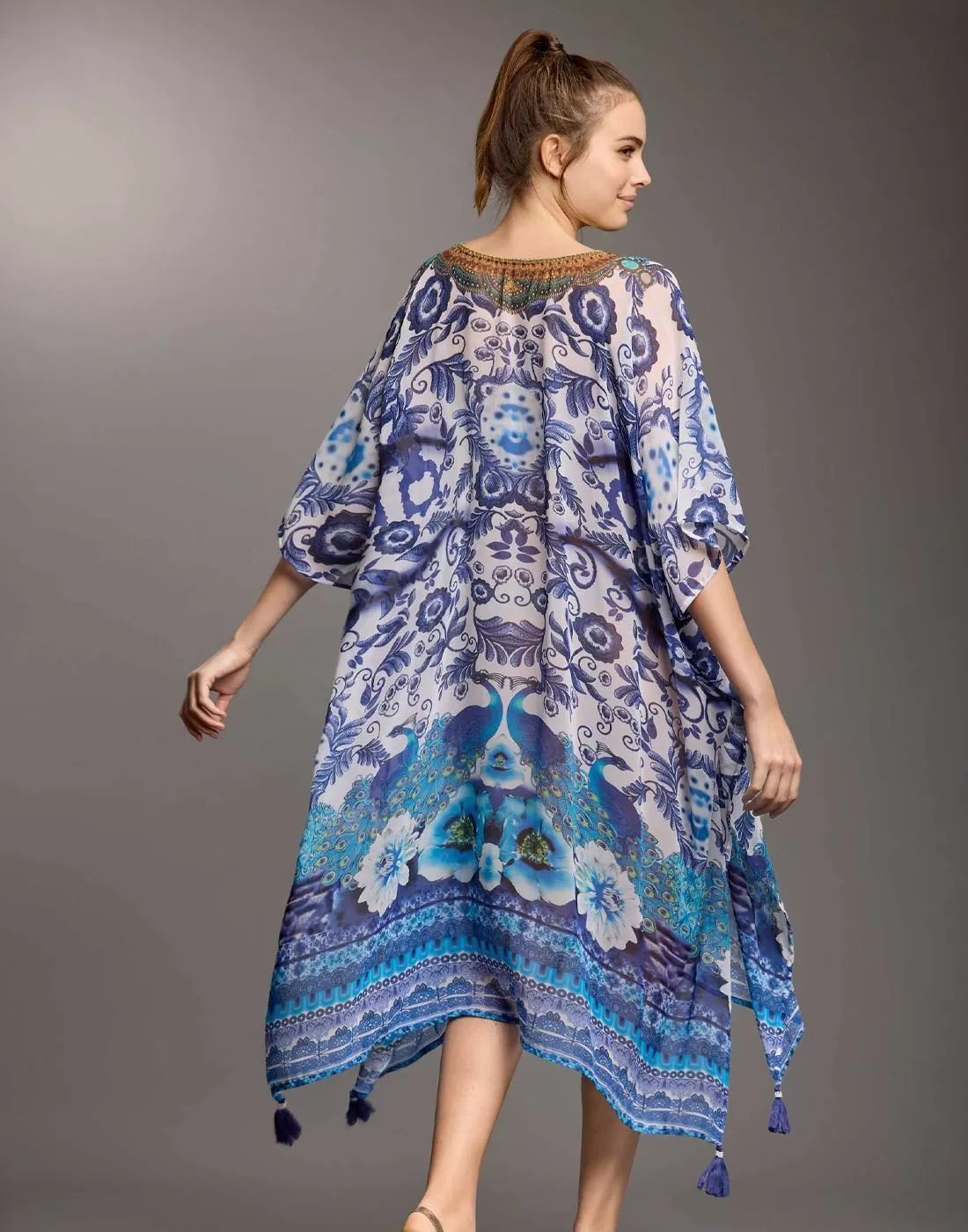 Iconique poncho blå strandkjole