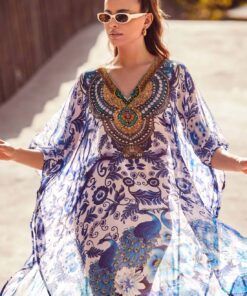 Iconique poncho blå strandkjole