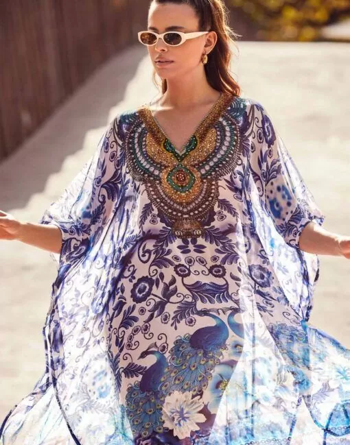 Iconique poncho blå strandkjole