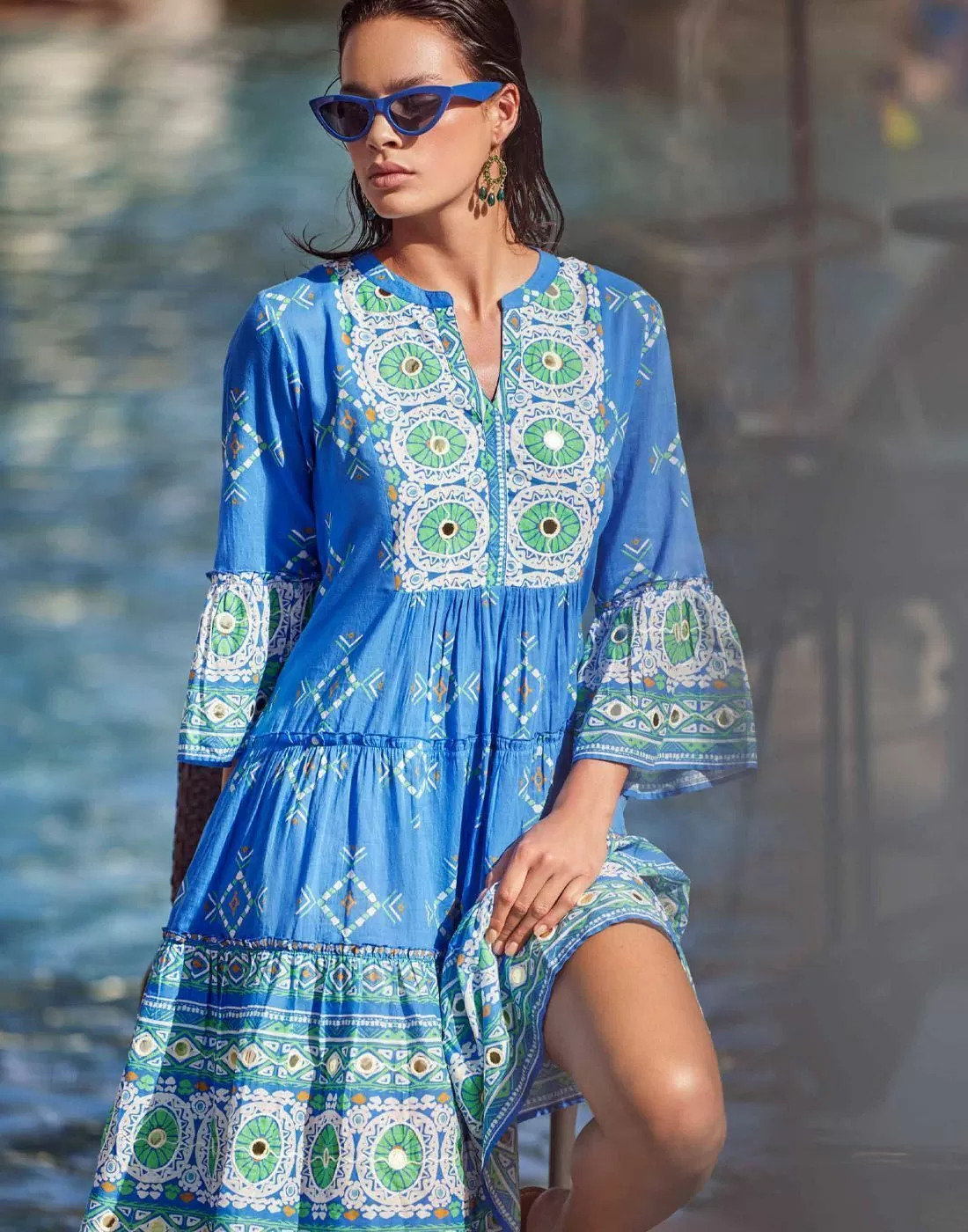 iconique tunika kjole blå