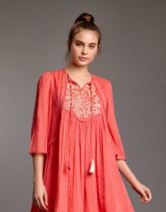 iconique sommerkjole tunika korall oransje
