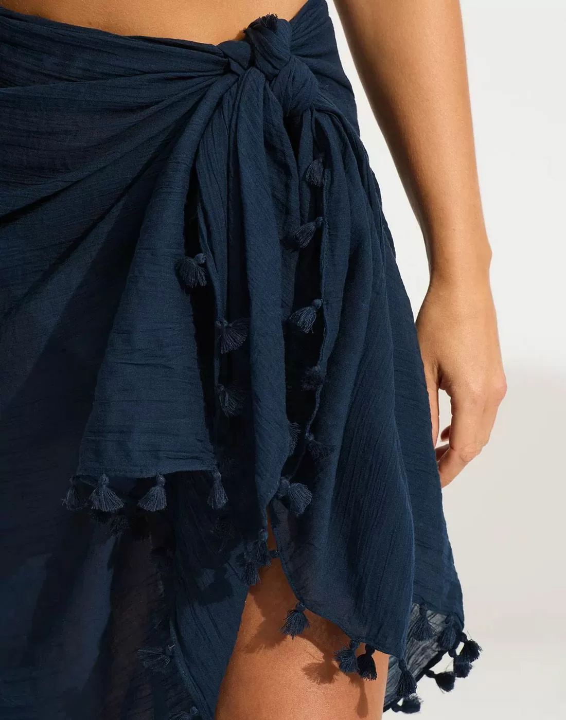 seafolly beachedit cotton sarong indogo blå