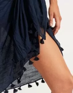 seafolly beachedit cotton sarong indogo blå