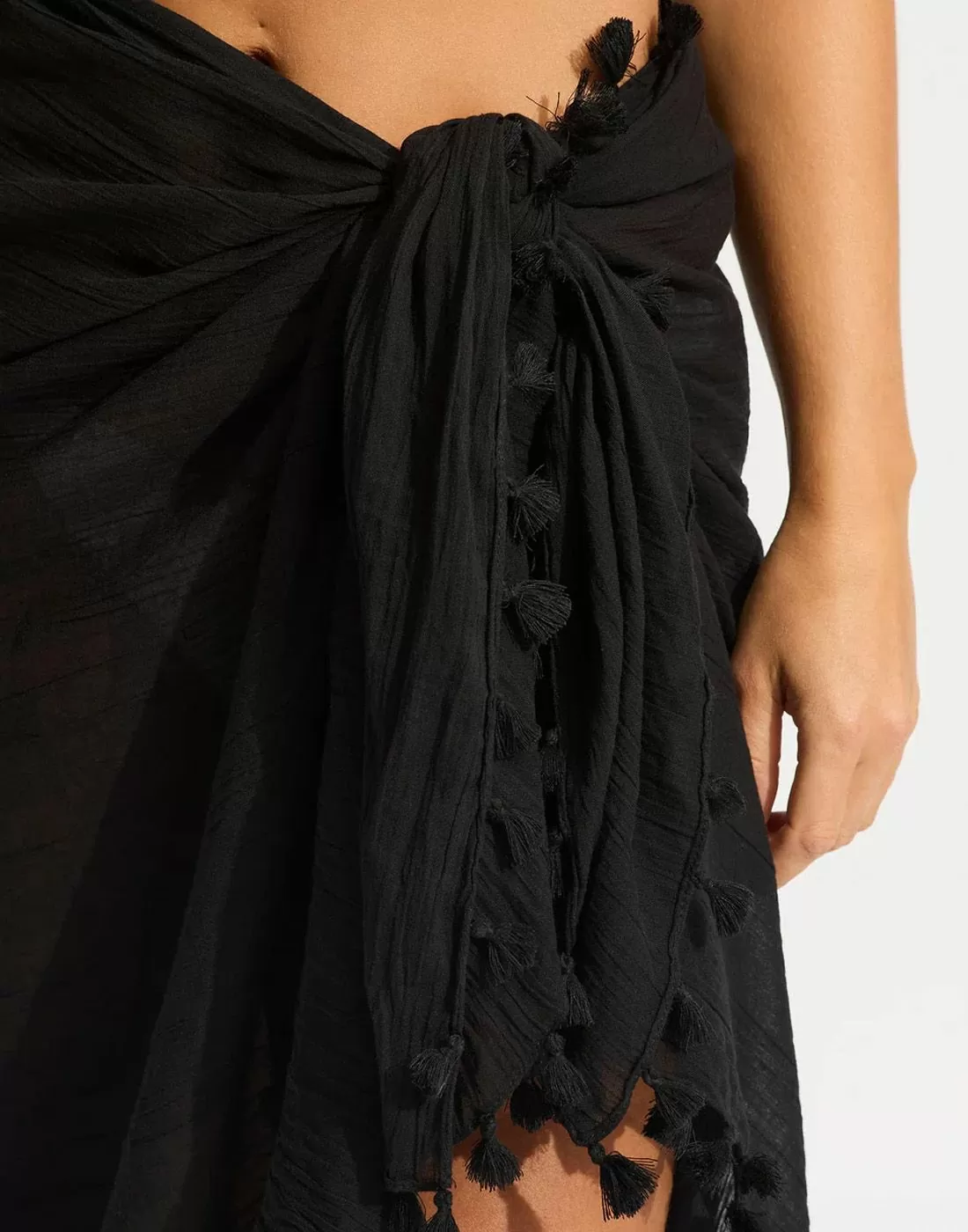 seafolly beachedit cotton sarong black
