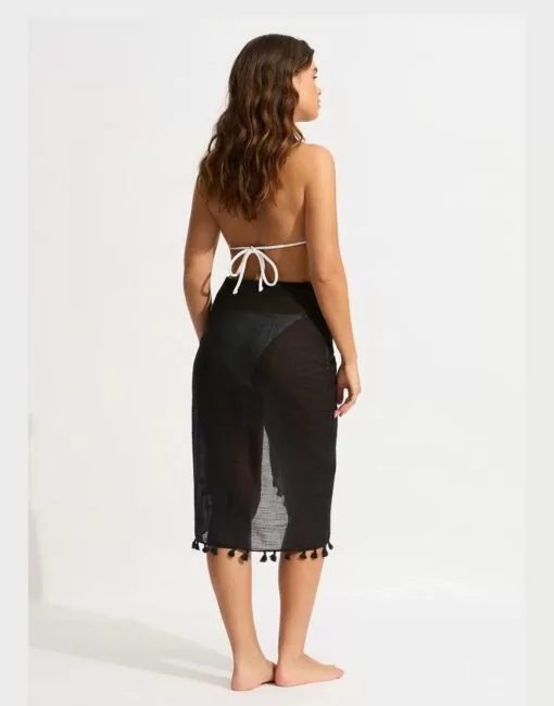 seafolly beachedit cotton sarong black