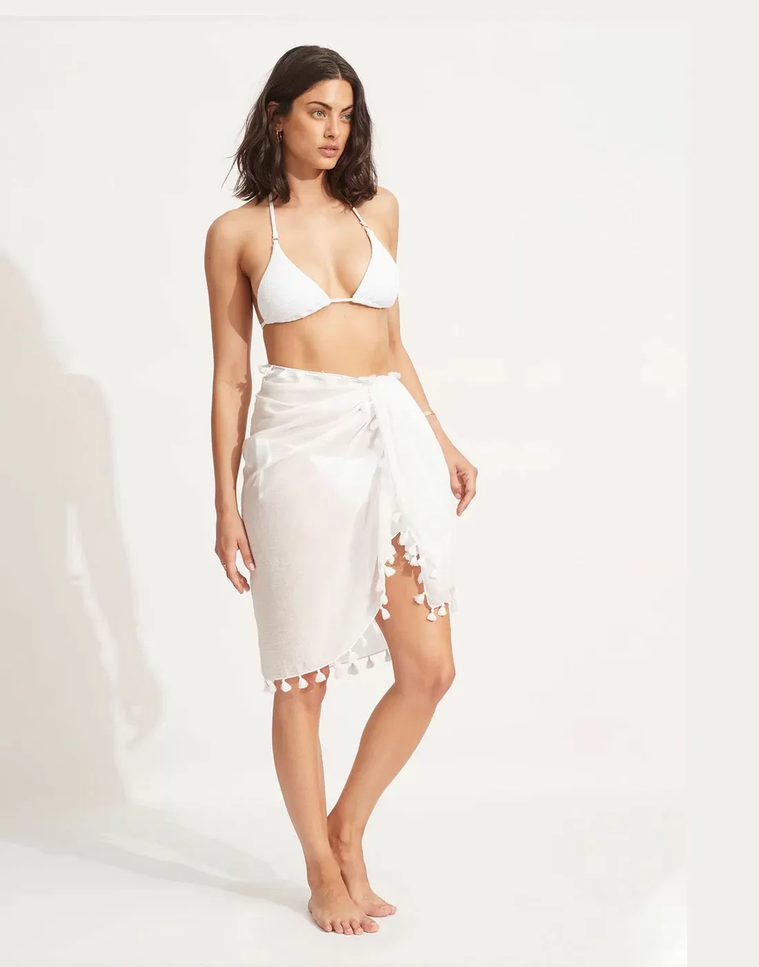 seafolly beachedit cotton sarong white
