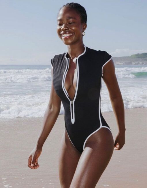 seafolly beach bound badedrakt med kort erm t-skjorte svart