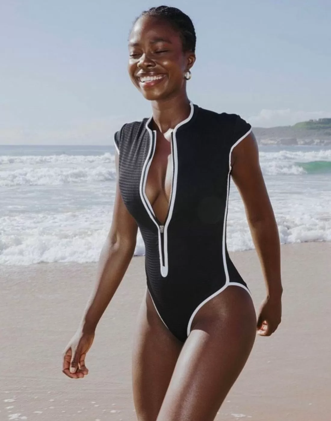 seafolly beach bound badedrakt med kort erm t-skjorte svart